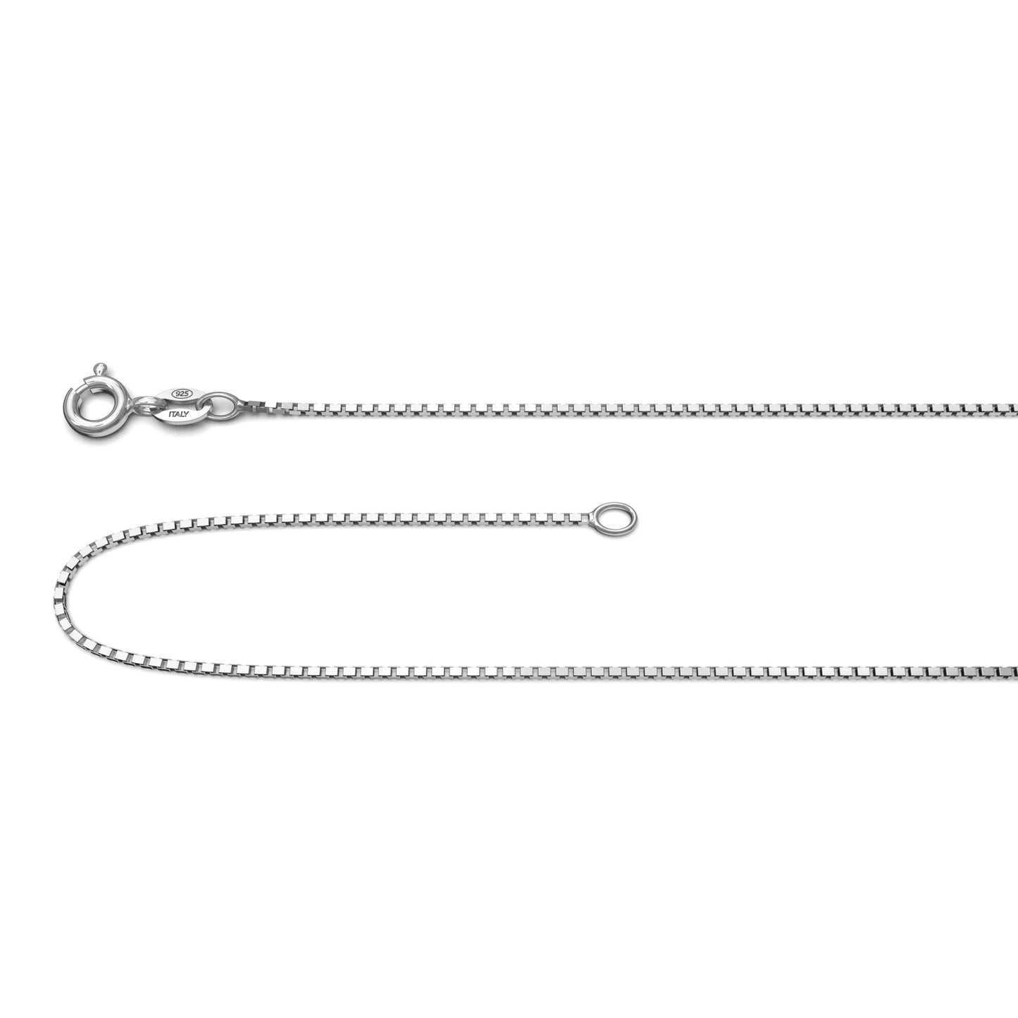 925 Sterling Silver 1mm Italian Box Chain Necklace | 14"-36"