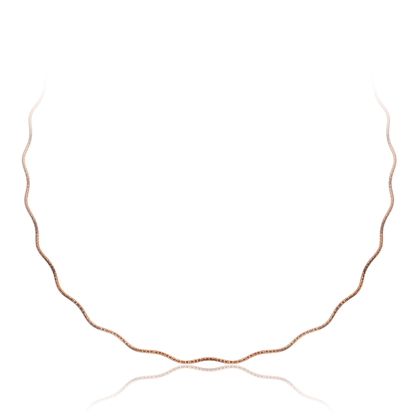 18K Rose Gold over Sterling Silver 1.5mm Italian Wavy Spring Omega Necklace | 16"-20"