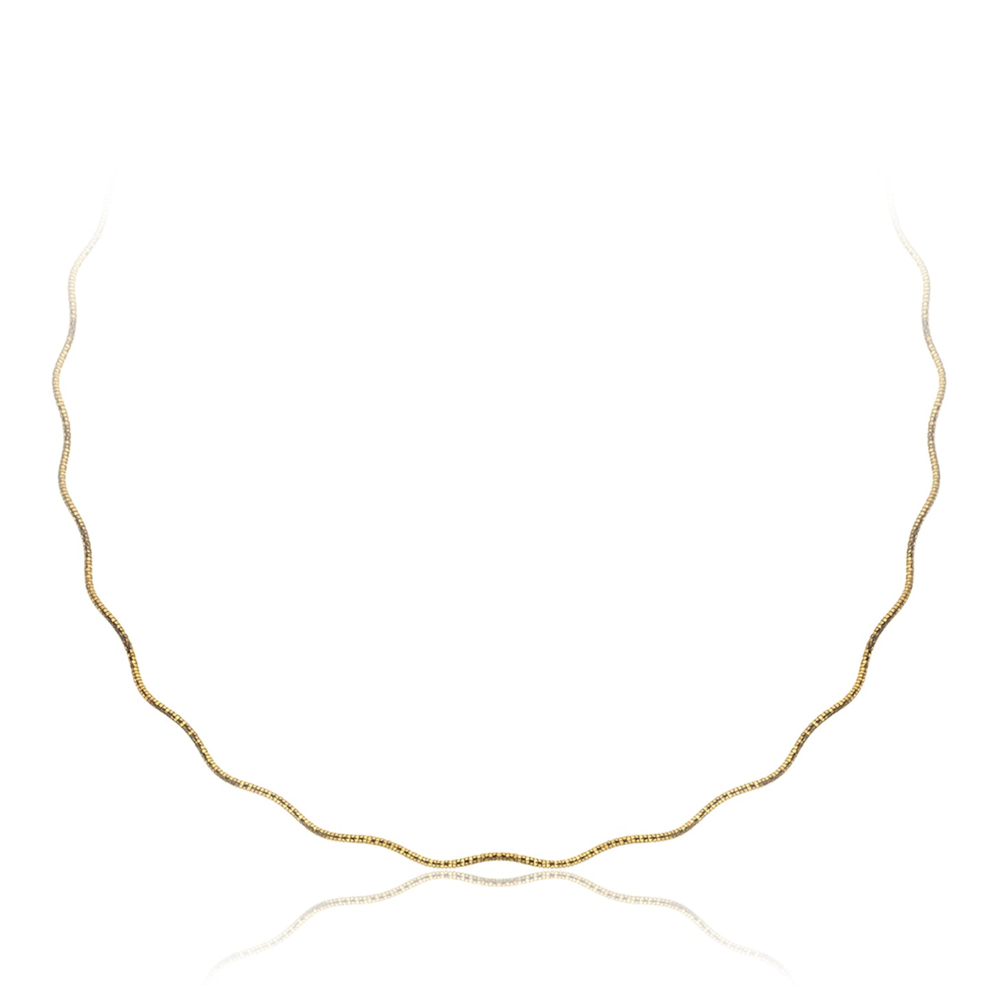 18K Gold over Sterling Silver 1.5mm Italian Wavy Spring Omega Necklace | 16"-20"