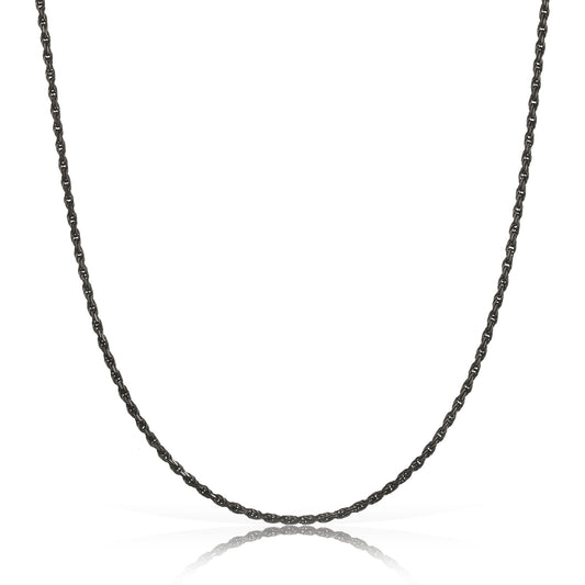 Black Rhodium over Sterling Silver 1.6mm Italian Rope Chain Necklace | 16"-30"