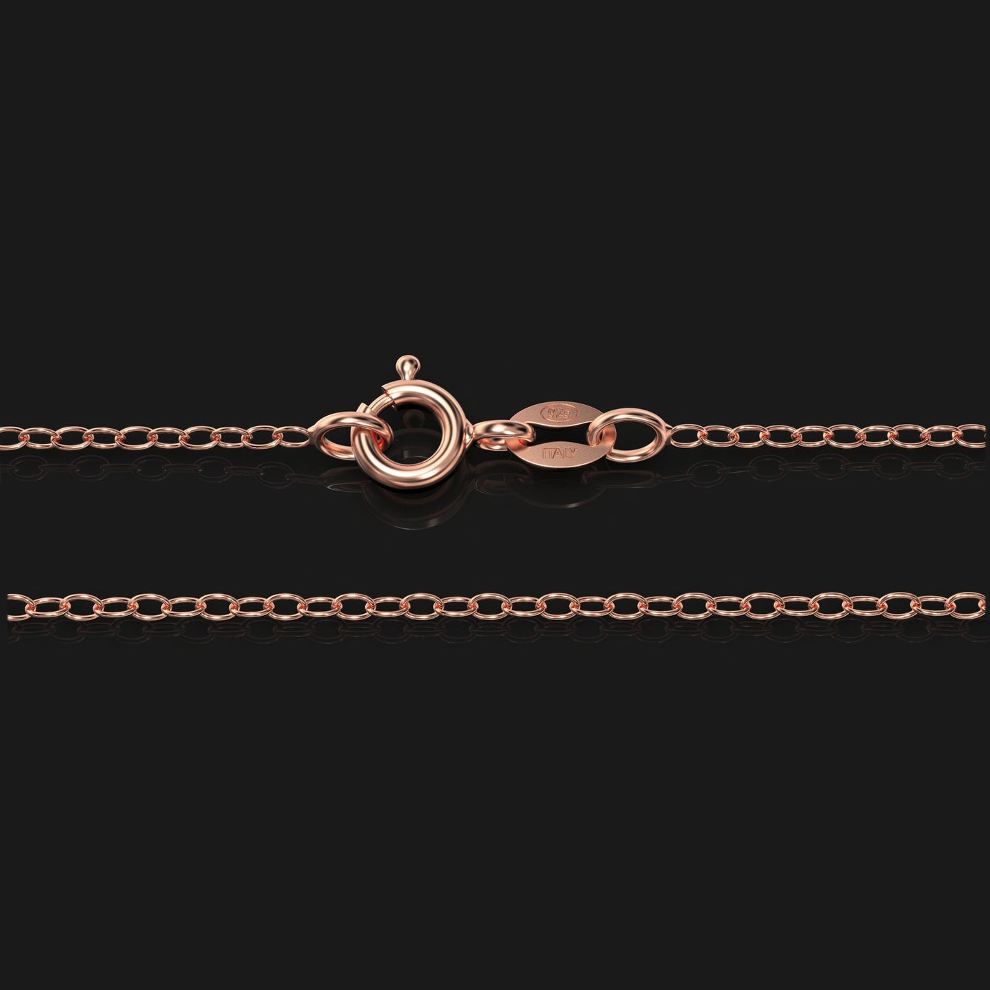 18K Rose Gold over Sterling Silver 1.2mm Italian Cable Chain Necklace | 14"-36"