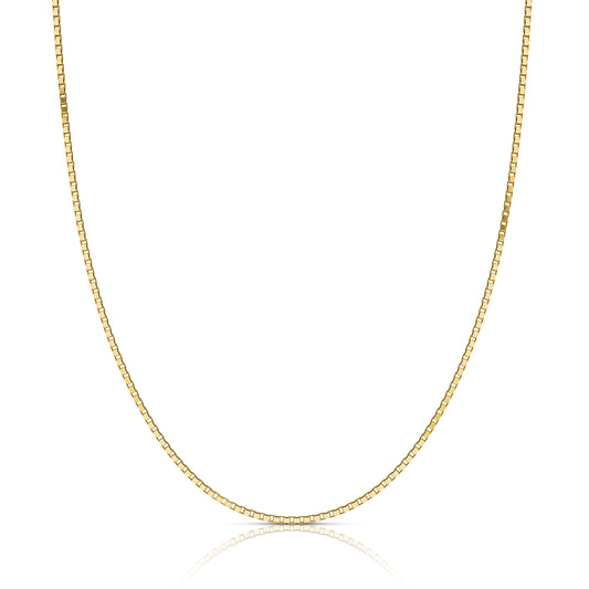 18K Gold over Sterling Silver 1mm Italian Box Chain Necklace | 16"-30"