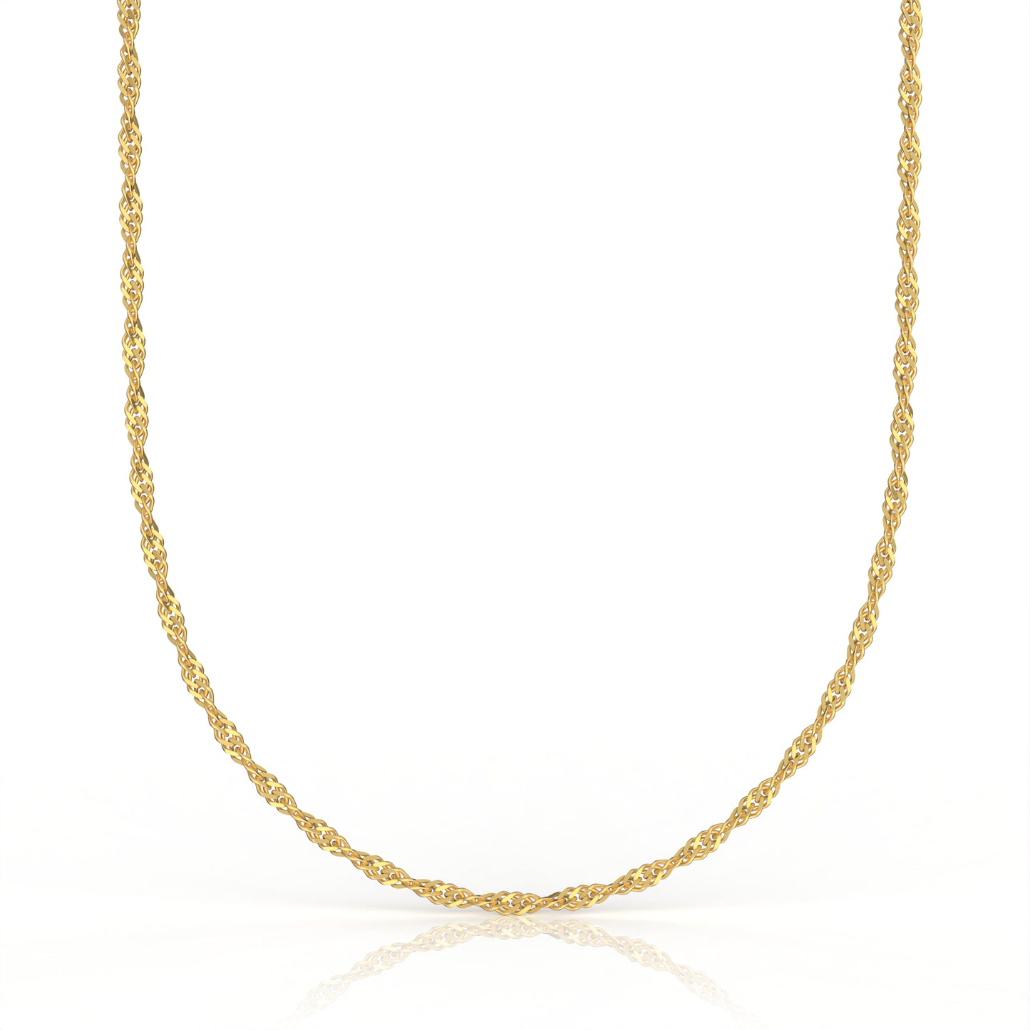 18K Gold over Sterling Silver 1.5mm Italian Twisted Curb Singapore Chain Necklace | 16"-24"
