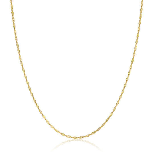 18K Gold over Sterling Silver 0.8mm Italian Twisted Curb Singapore Chain Necklace | 16"-24"