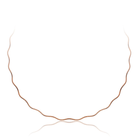 18K Rose Gold over Sterling Silver 1.5mm Italian Wavy Spring Omega Necklace | 16"-20"