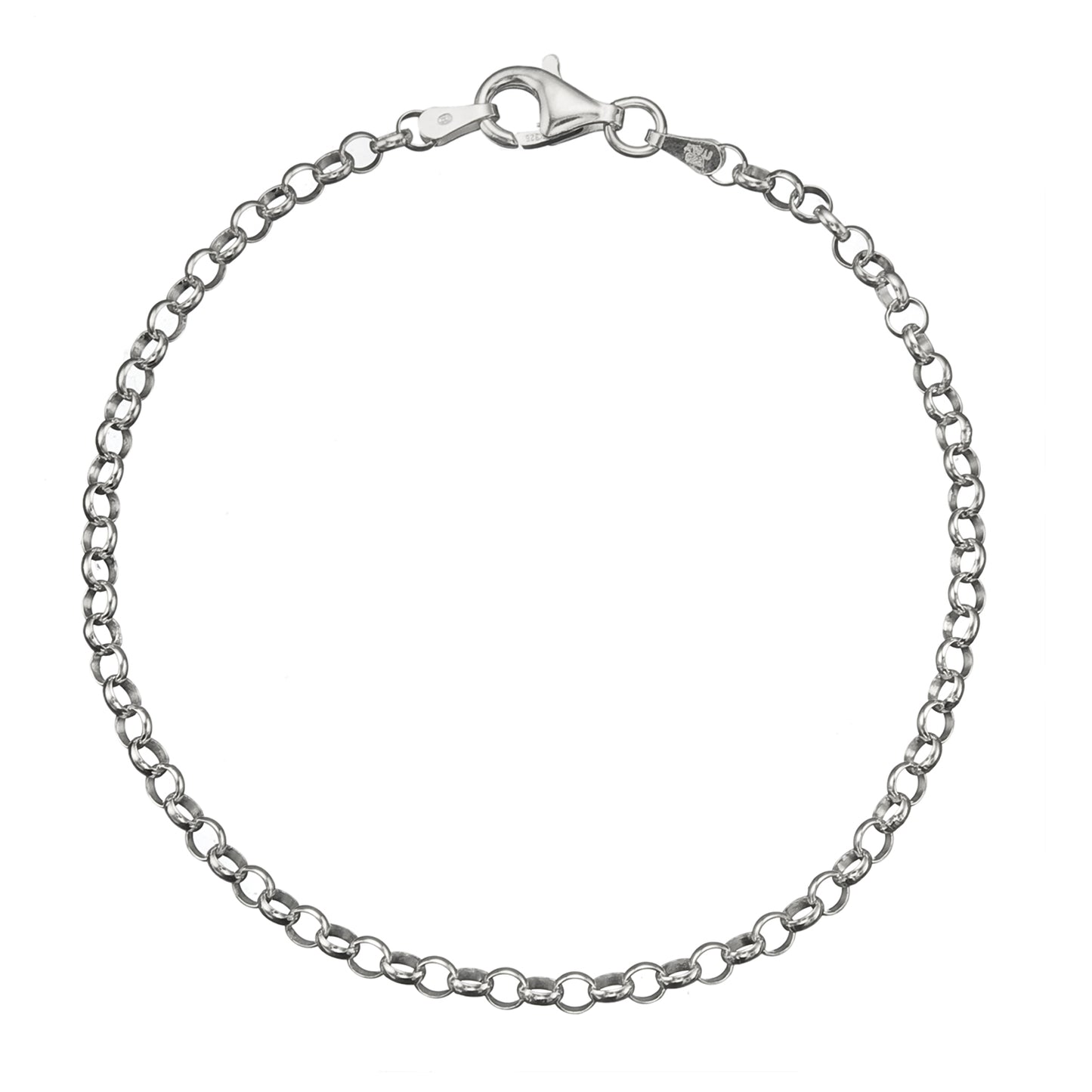 925 Sterling Silver 3.2mm Italian Rolo Cable Chain Bracelet | 7"-8"