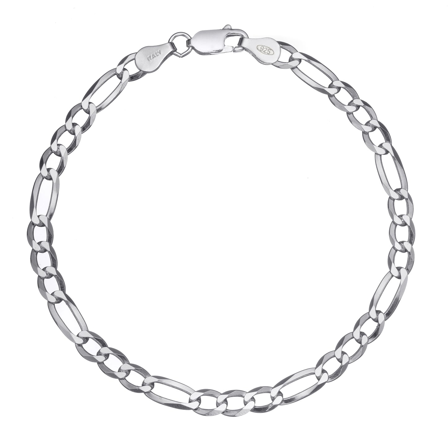 925 Sterling Silver Italian 5mm Figaro Chain Bracelet | 7"-9"