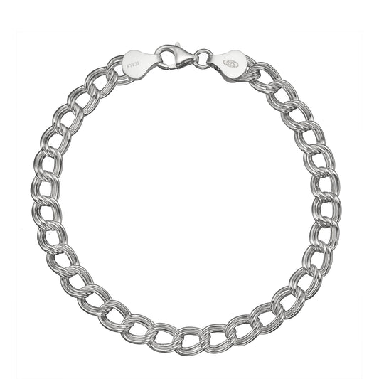 925 Sterling Silver 7mm Italian Double Chain Bracelet | 7"-9"