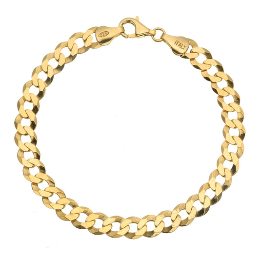18K Gold over Sterling Silver 6.5mm Italian Curb Chain Bracelet | 7"-8"
