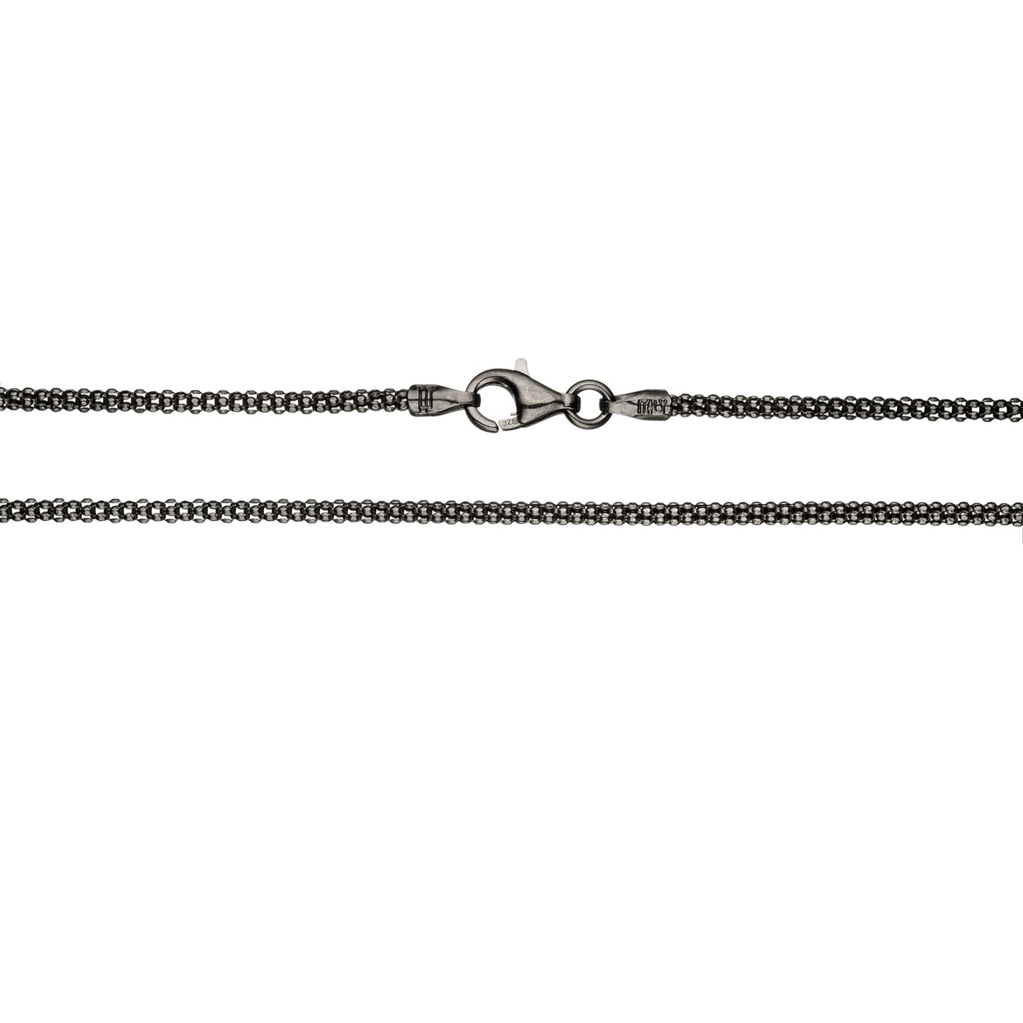 Black Rhodium over Sterling Silver 1.7mm Italian Popcorn Chain Necklace | 18"-36"