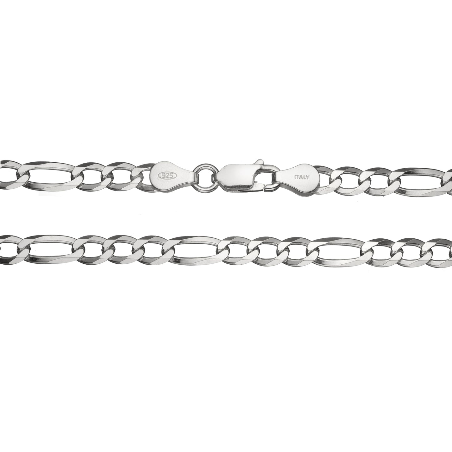 925 Sterling Silver 4mm Italian Figaro Chain Necklace | 16"-30"
