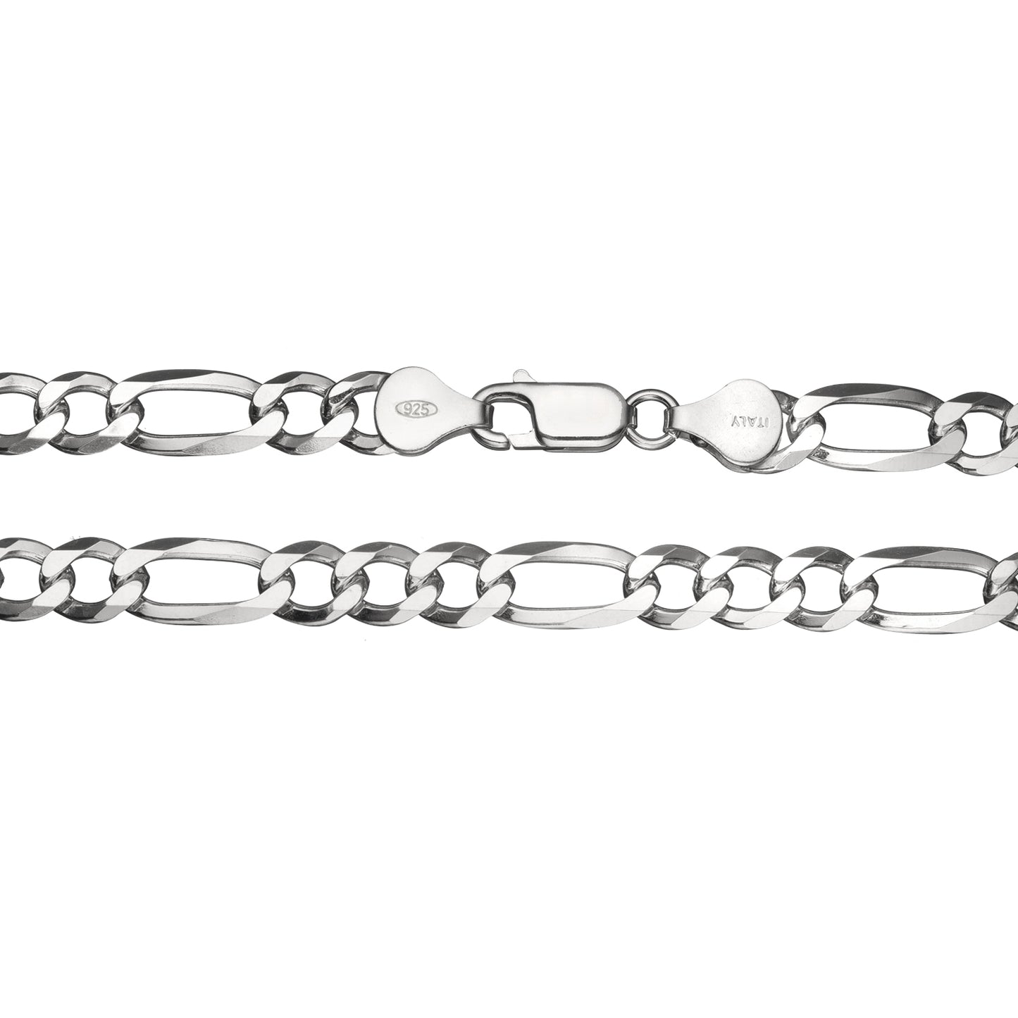 925 Sterling Silver 7mm Italian Figaro Chain Necklace | 16"-30"
