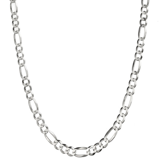 925 Sterling Silver 7mm Italian Figaro Chain Necklace | 16"-30"