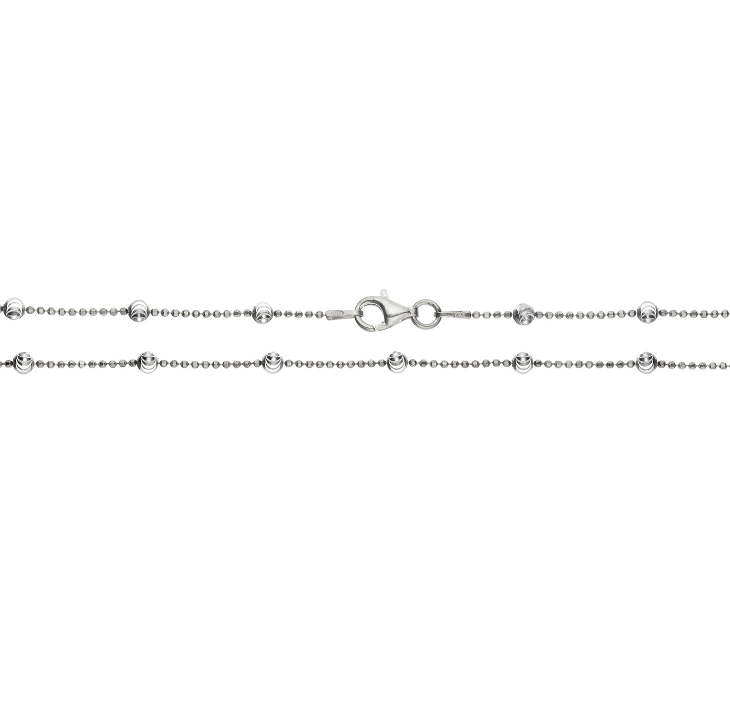 925 Sterling Silver 3mm Italian Bead Station Necklace | 16"-20"