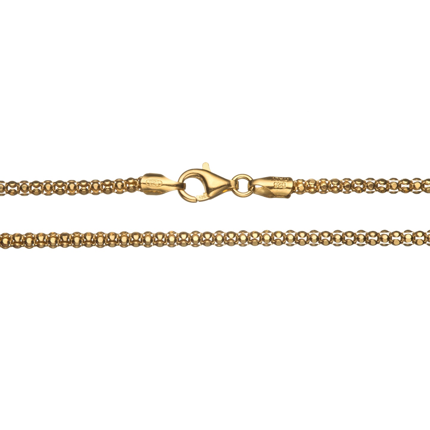 18K Gold over Sterling Silver 2.3mm Italian Popcorn Chain Necklace | 16"-30"