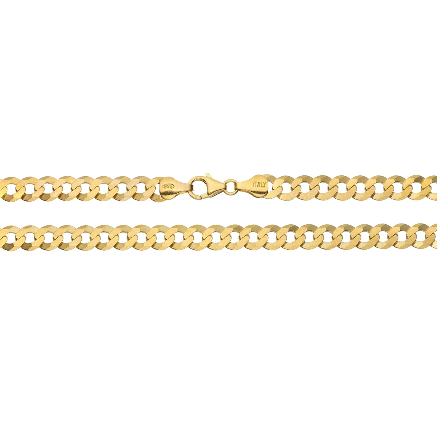 18K Gold over Sterling Silver Italian 6.5mm Cuban Curb Chain Necklace | 18"-24"