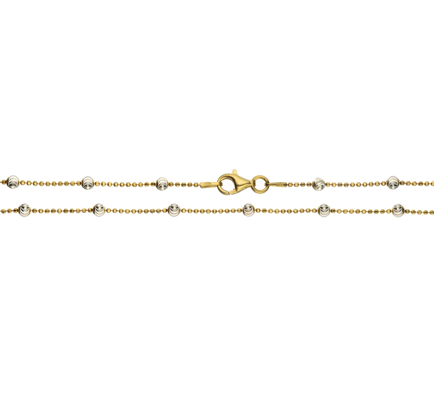18K Gold over Sterling Silver 3mm Two Tone Bead Station Necklace | 16"-20"
