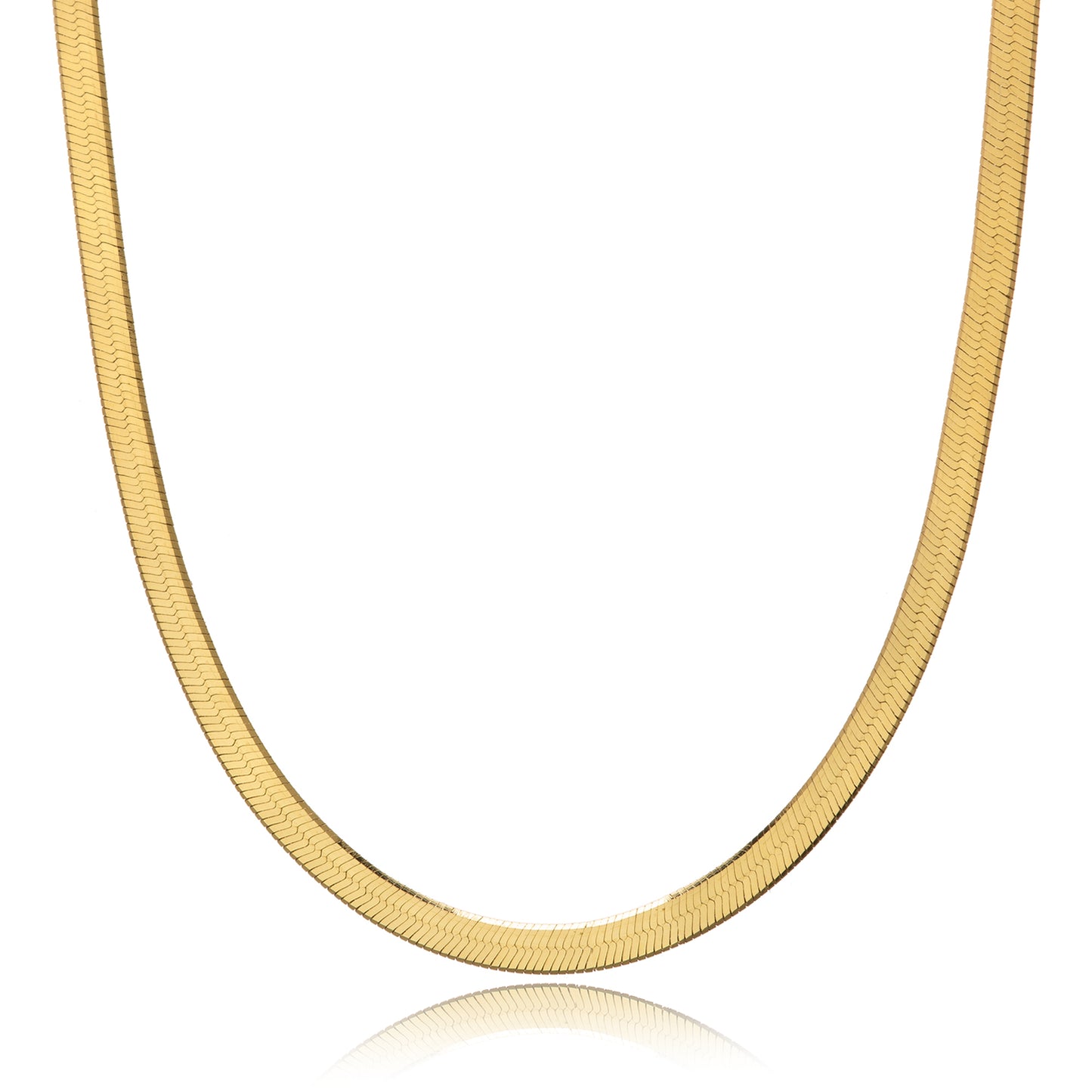 18K Gold over Sterling Silver 4.5mm Italian Herringbone Necklace | 16"-30"