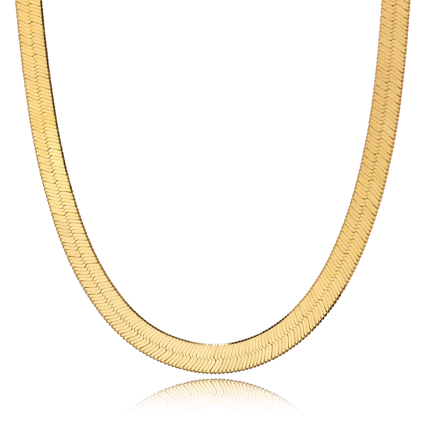 18K Gold over Sterling Silver 5mm Italian Herringbone Necklace | 16"-30"